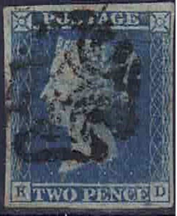 QV 1841 SG14 2d blue 4 margins black MX