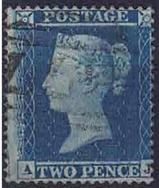 1854-57 QV SG20a 2d Blue Plate 5 Wmk Small Crown Perfs 16 Fine Used