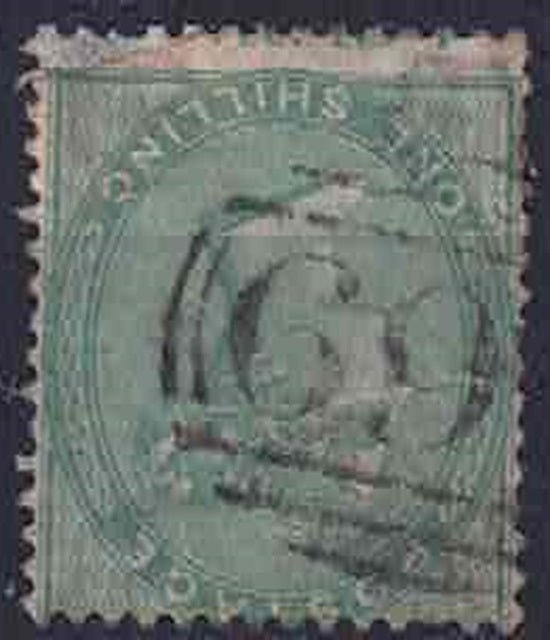 1857 QV SG73 wi 1 shilling green watermark emblems inverted  fine used