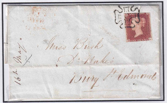 QV 16th May 1842 Cover from Charing Cross to Bury St Edmonds with Black MX