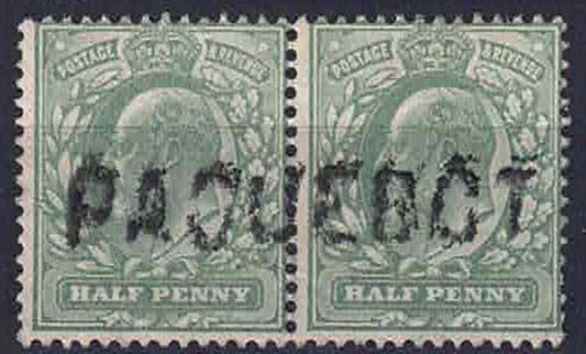 1 EDVII 1902 SG217 pair with PAQUEBOT cds