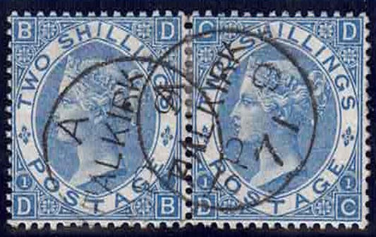 1 QV SG120 2/- Pale blue Pair superb colour crisp Falkirk CDCs