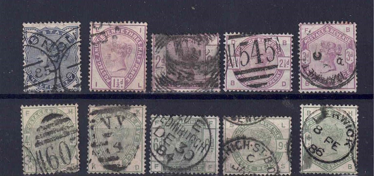 1883/4 QV SG187/196 Set of Lilac & Green Issues Fine used.