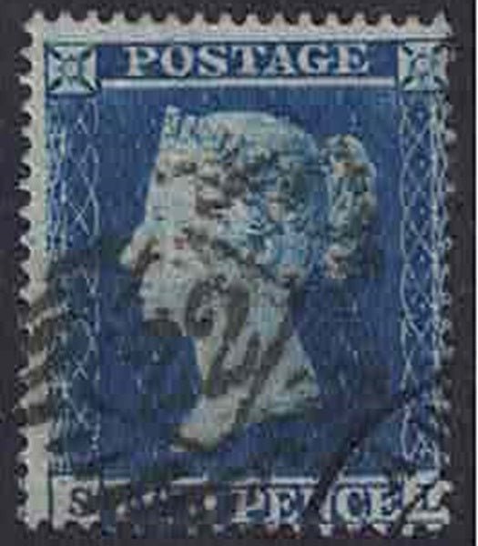 1854-57 QV SG19 Plate 4 Letters S-L small crown watermark used