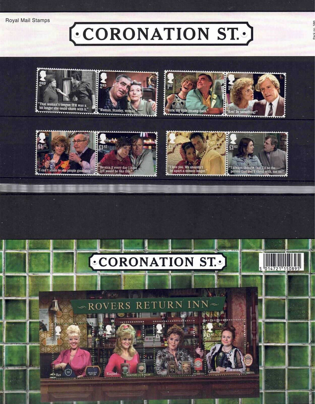 GB 2020 CORONATION STREET PRESENTATION PACK No 586 + MINIATURE SHEET