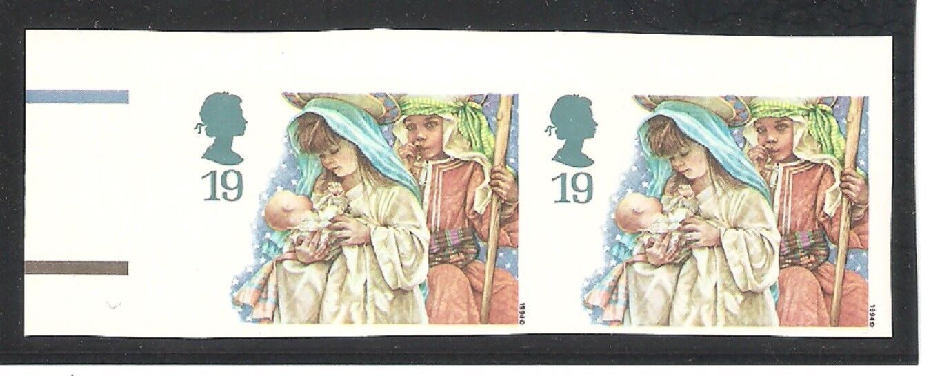 QE11 SG1843a 1994 Christmas Imperf Marginal Pair U/M