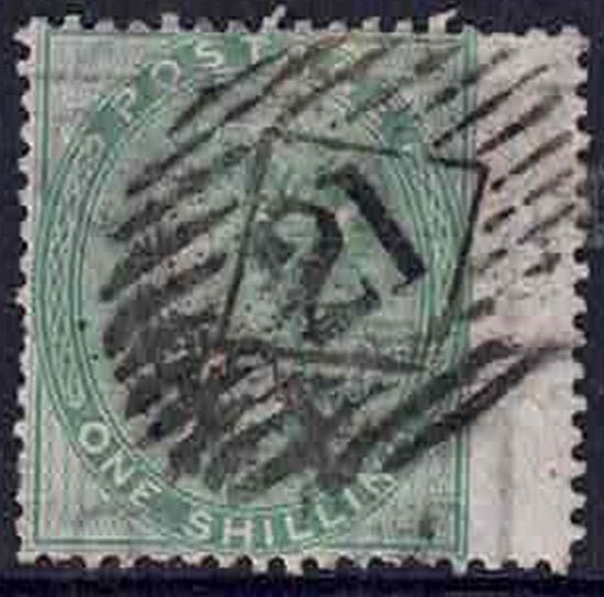 GB SG72 QV 1856 1/- Green Plate 1, wing margin Used London (21) CDS